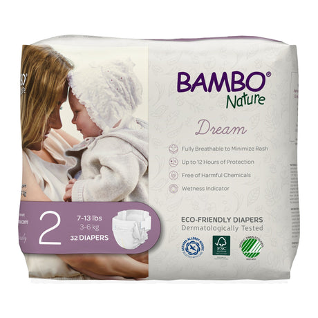 Image of Bambo Nature Dream Diapers Eco-Friendly Baby Diaper, Size 2, 7-13 lbs.