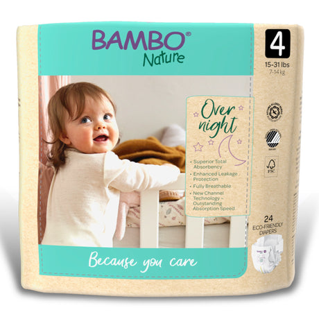 Image of Overnight Baby Diaper, Eco Friendly, Size 4, 15-31 lbs.