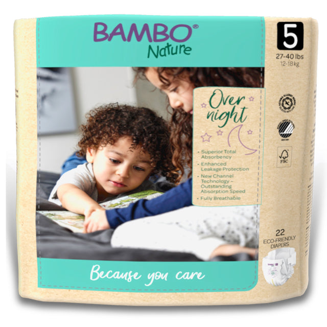 Image of Overnight Baby Diaper, Eco Friendly, Size 5, 24-40 lbs.