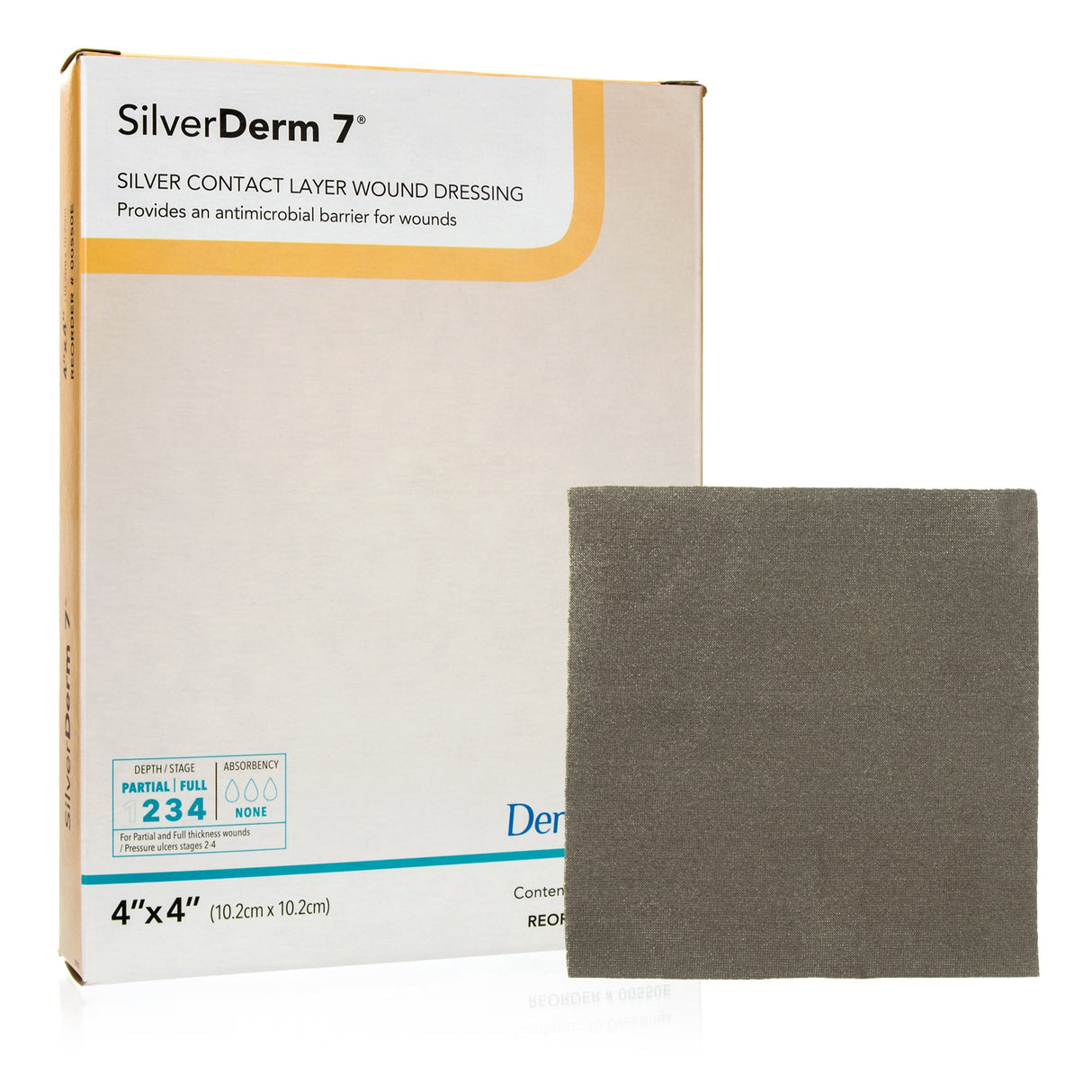 Image of SilverDerm 7 Silver Contact Layer Dressing, 4" x 4"