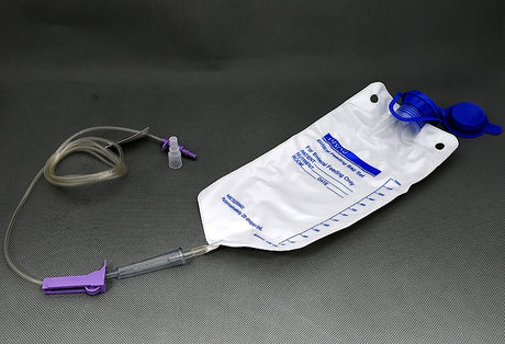 Image of Amsino ALCOR® AMSure® Enteral Feeding Bag with Attached Gravity Set 1200mL, Locking Distal Tip