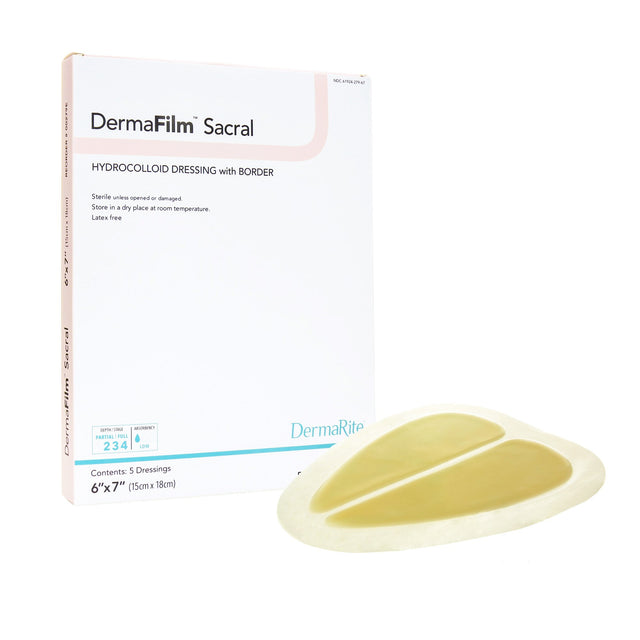 Image of DermaFilm Hydrocolloid Dressing, Sacral, 6" x 7"