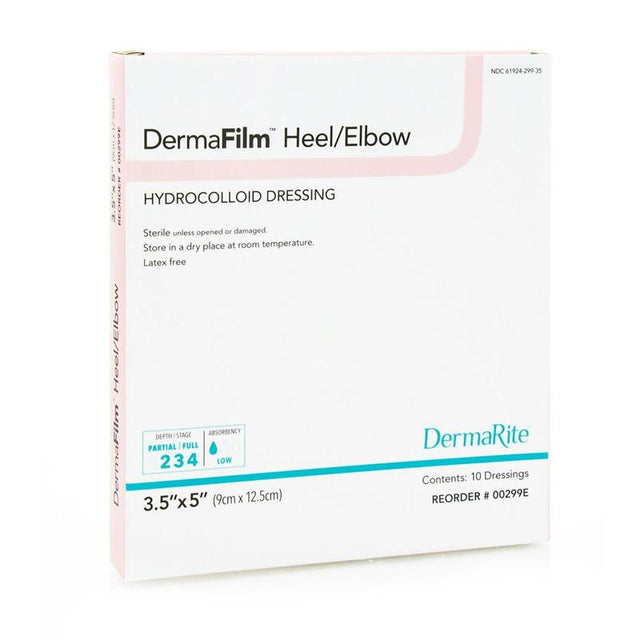 Image of DermaFilm Hydrocolloid Dressing, Heel/ Elbow, 3.5" x 5"