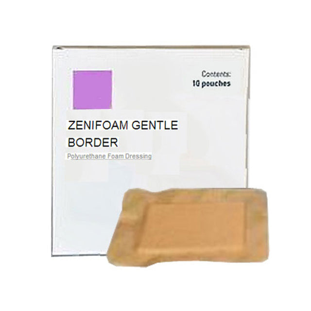 Image of ZeniFoam Gentle Border Heel Foam Dressing with Silicone Adhesive Border, 5" x 8"