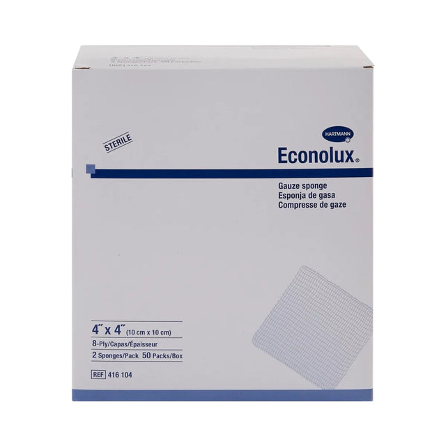 Image of Econolux 4" x 4" 8-ply, Gauze Sponges, Non-Sterile