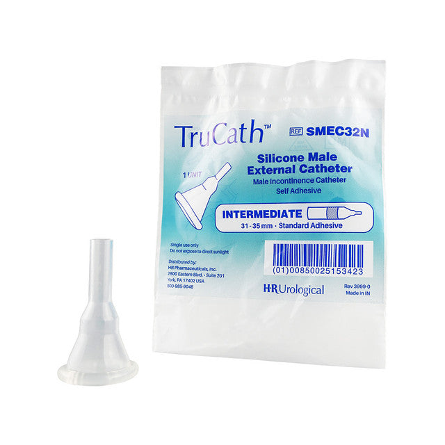 Image of TruCath Male External Catheter, Extended Adhesive, 100% silicone, Intermediate, 32mm