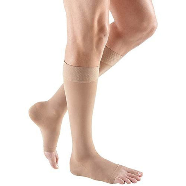 Image of Mediven Plus Calf with Silicone Band, 20-30, Open Toe, Beige, Size 4