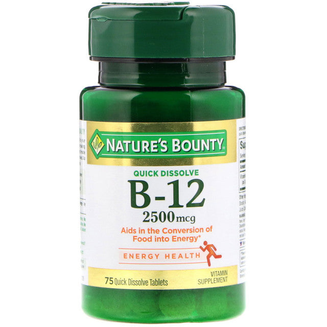 Image of Nature's Bounty Quick Dissolve B-12, 2,500mcg, 75 ct