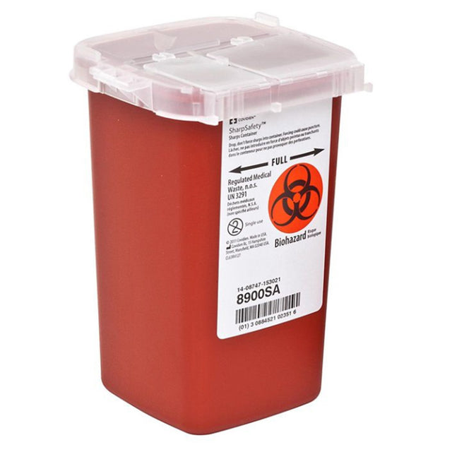 Image of Kendall Healthcare SharpSafety™ Autodrop™ Phlebotomy Container 1 Quart, Red