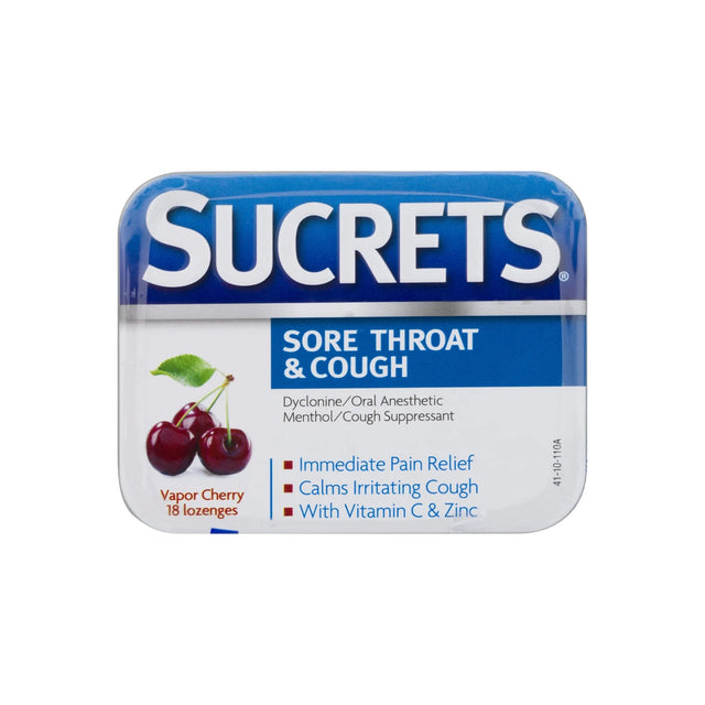 Image of Sucrets Vapor Cherry Sore Throat and Cough Lozenges, 18 ct.