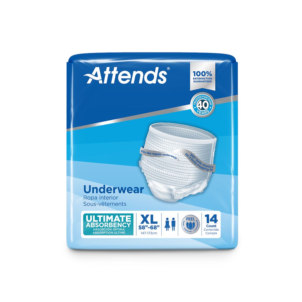 Attends Advanced Protective Underwear with Advanced DermaDry Technology for  Adult Incontinence Care, Large, Unisex , 18 Count (Pack of 4) : :  Health & Personal Care