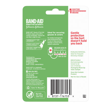 Image of Band-Aid® First Aid Hurt-Free® Paper Tape, 1" x 10yd