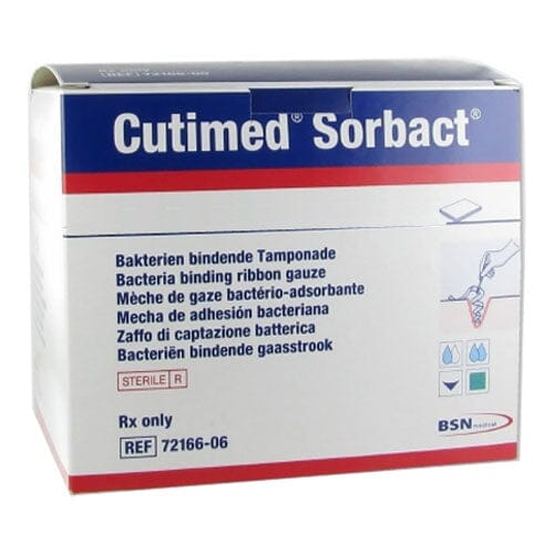 Image of BSN Jobst® Cutimed® Sorbact® Impregnated Ribbon Gauze Dressing, 0.8'' x 19.7'' Green