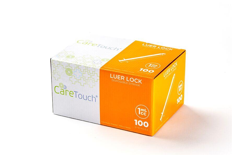Care Touch Syinges Luer Lock Tip 1ml - 100 Sterile Syringes (No needle