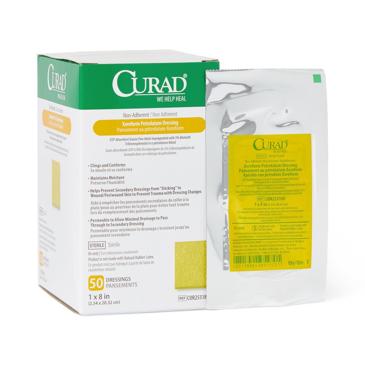 CURAD Xeroform Gauze Dressing, Sterile, 1