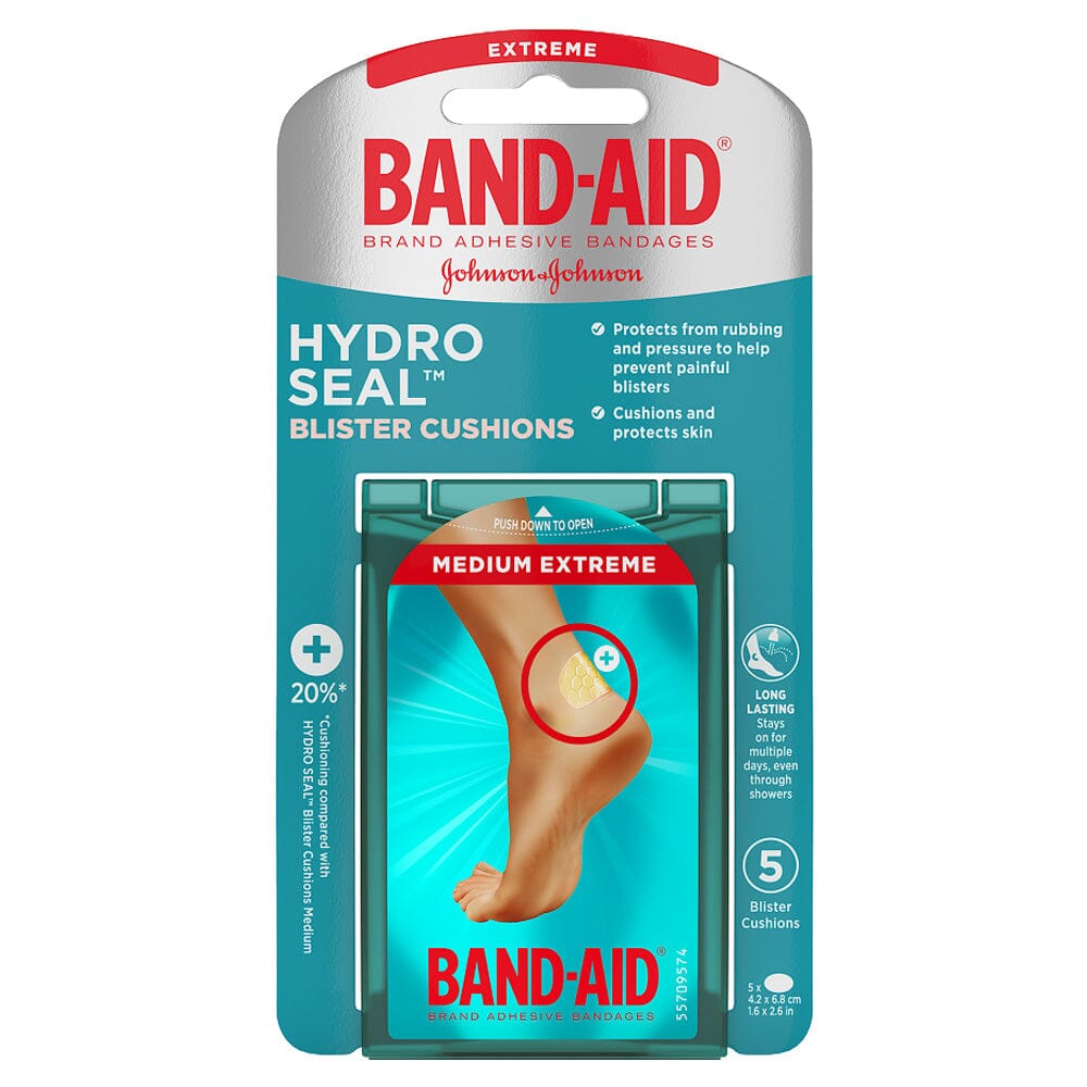 Image of Johnson & Johnson Band-Aid® Hydro Seal™ Blister Cushion Bandage, Medium Extreme, 1.6" x 2.6" 5 Count