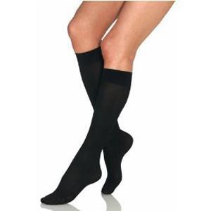 Image of Knee-High Extra-Firm Opaque Compression Stockings Medium, Black