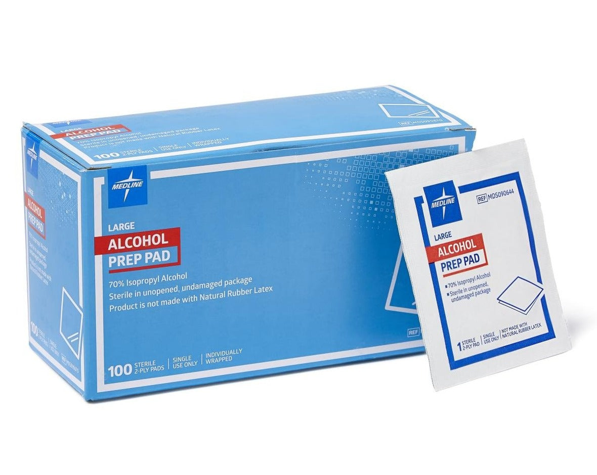 Alcohol Prep Pad 2 Ply Large Box of 100 Save Rite Medical