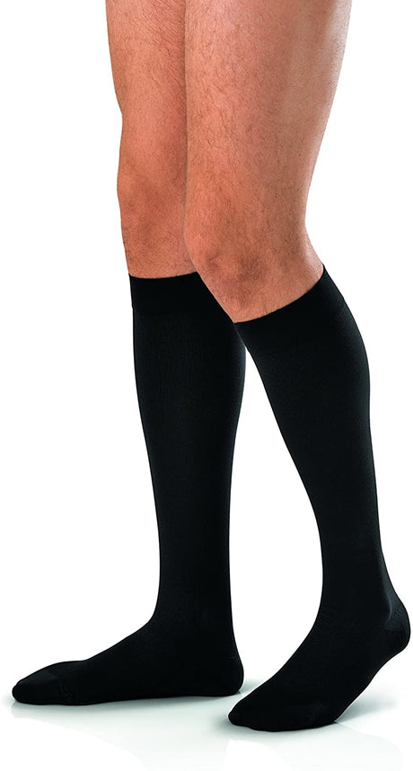 Image of Men's Knee-High Ribbed Compression Socks Large, Black