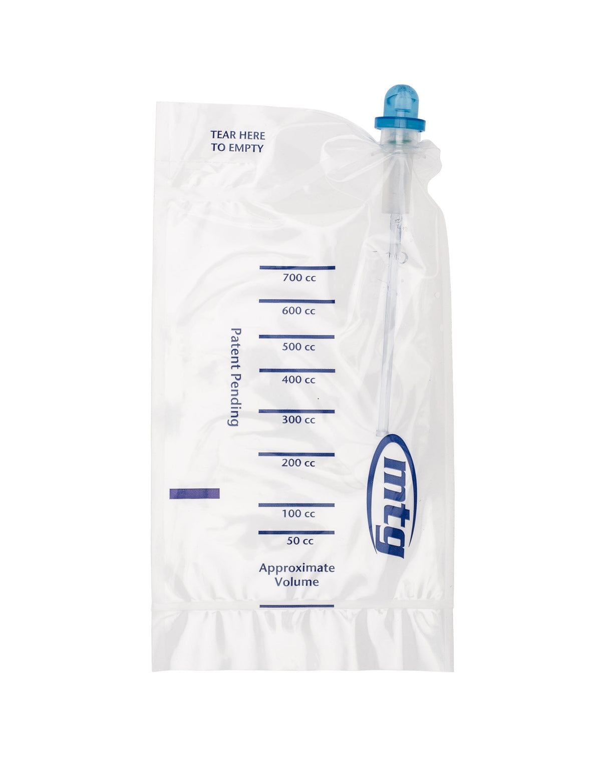 Image of MTG Female Pre-lubricated Vinyl Intermittent Catheter with Introducer Tip 14Fr, Sterile, Self Contained in 750mL Collection Bag, Latex-free