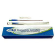 Image of MTG Hydrophilic Coude Tip Catheter, 12 Fr, 16" Vinyl Catheter with Sterile Water Sachet and Handling Sleeve