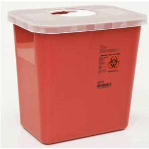 1 Quart Red Container - Locking Hinged Lid - Phlebotomy Sharps Containers