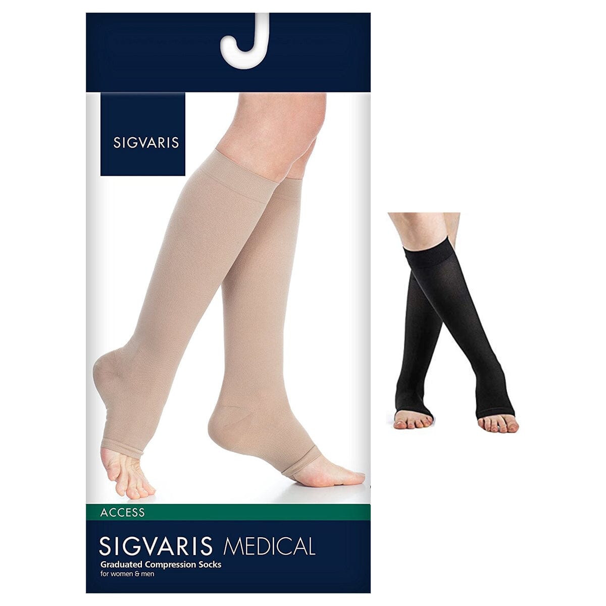 Sigvaris Dynaven Compression Stocking, Calf, Open Toe, 20 to