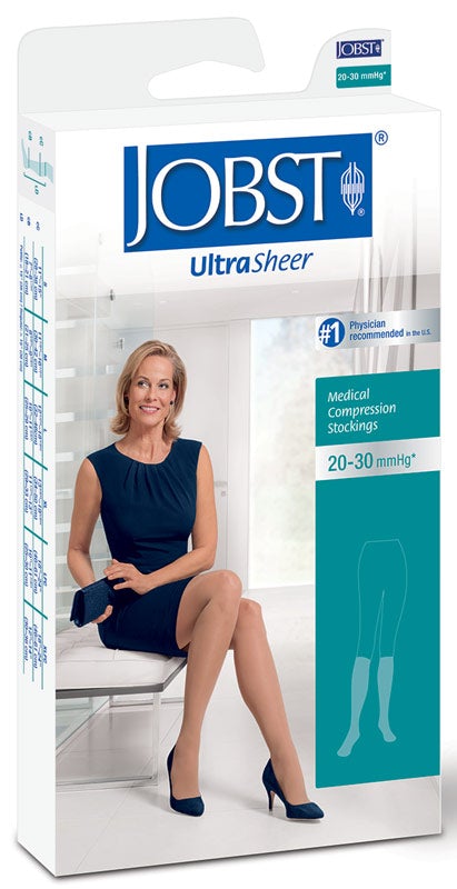 Image of UltraSheer Knee-High Firm Compression Stockings Small, Suntan