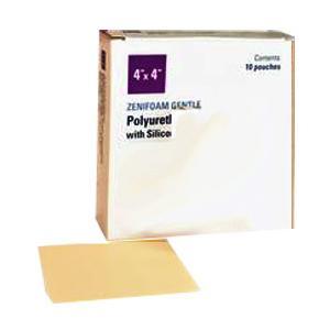 Image of ZeniFoam Gentle Polyurethane Foam Dressing with Silicone Adhesive, 4" x 4"